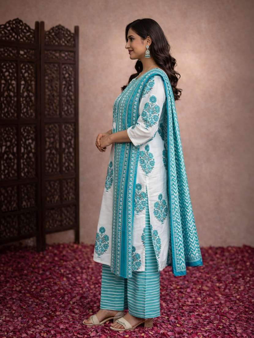 women white cotton straight ethnic dress - 22463164 -  Standard Image - 2