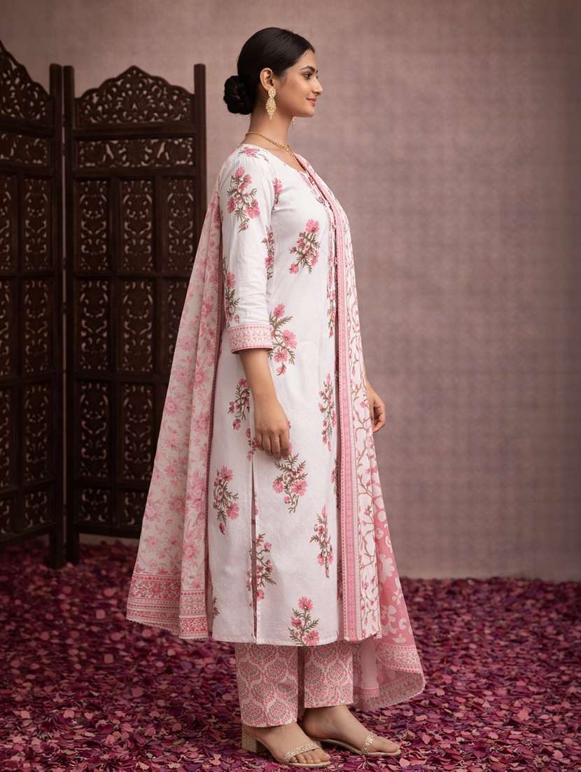 women white cotton straight ethnic dress - 22463209 -  Standard Image - 2