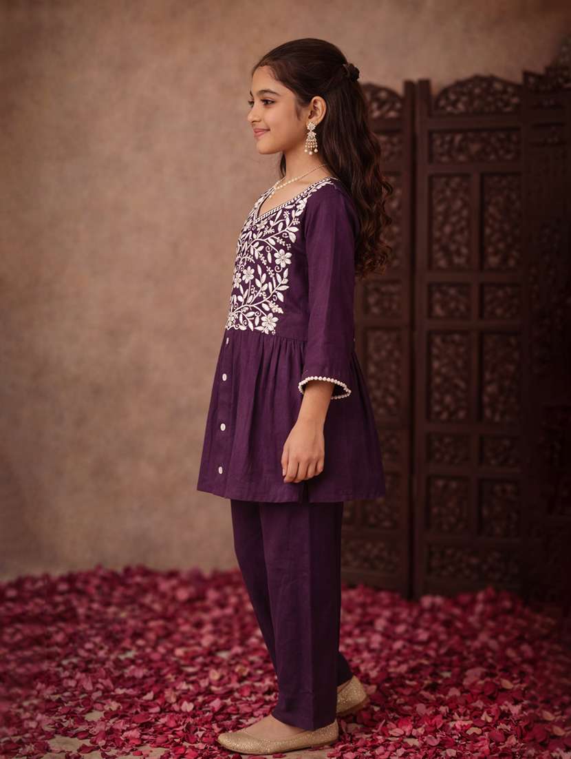 Girl Purple Cotton Blend Top & Trouser Co-ord Set - 22463229 -  Standard Image - 2