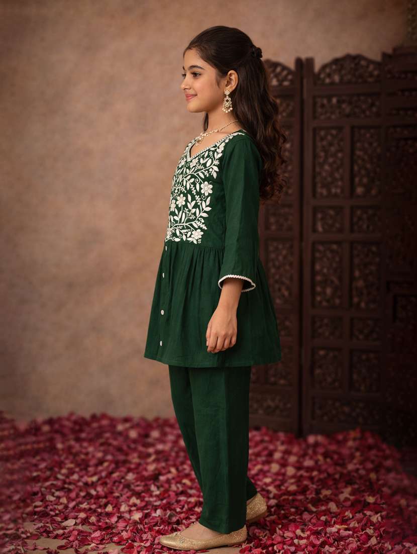 Girls Green Cotton Blend Top & Trouser Co-ord Set - 22463230 -  Standard Image - 2