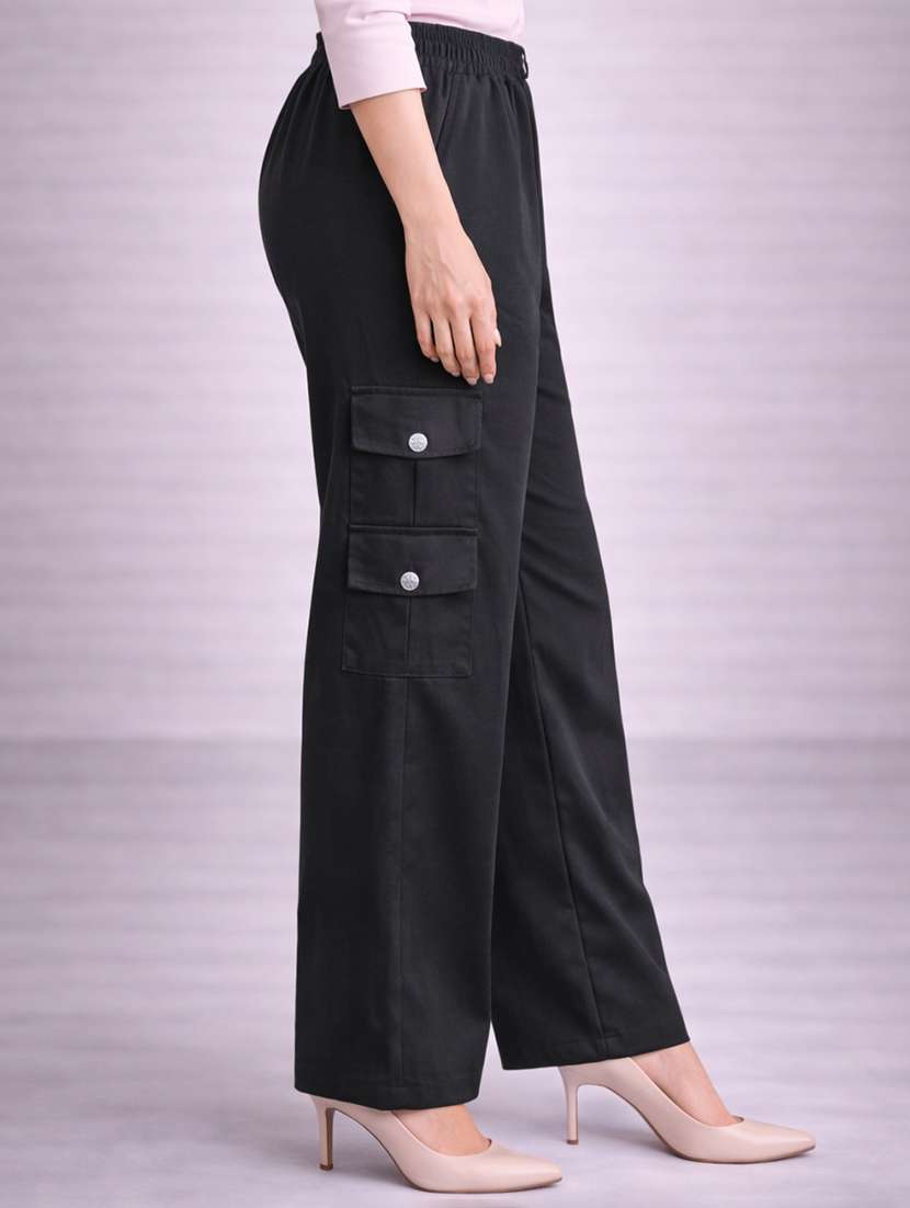 womne black polyester cargo - 22463242 -  Standard Image - 2