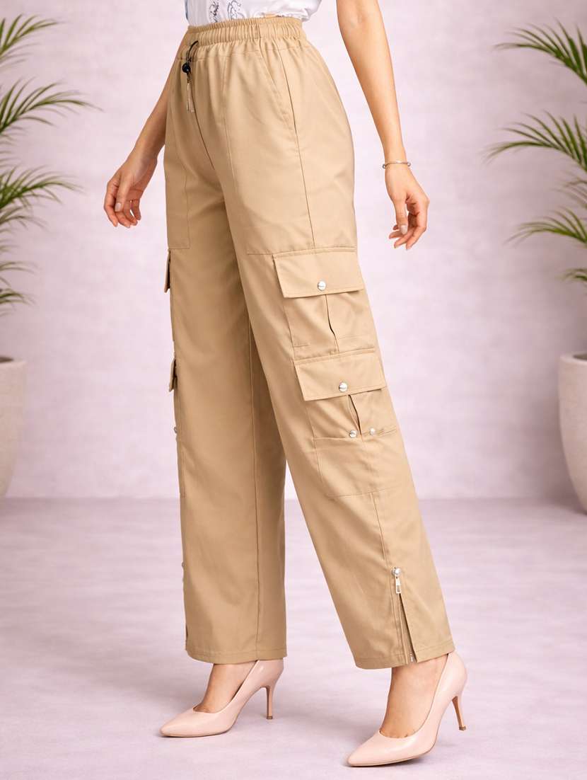 women beige polyester cargo - 22463244 -  Standard Image - 2