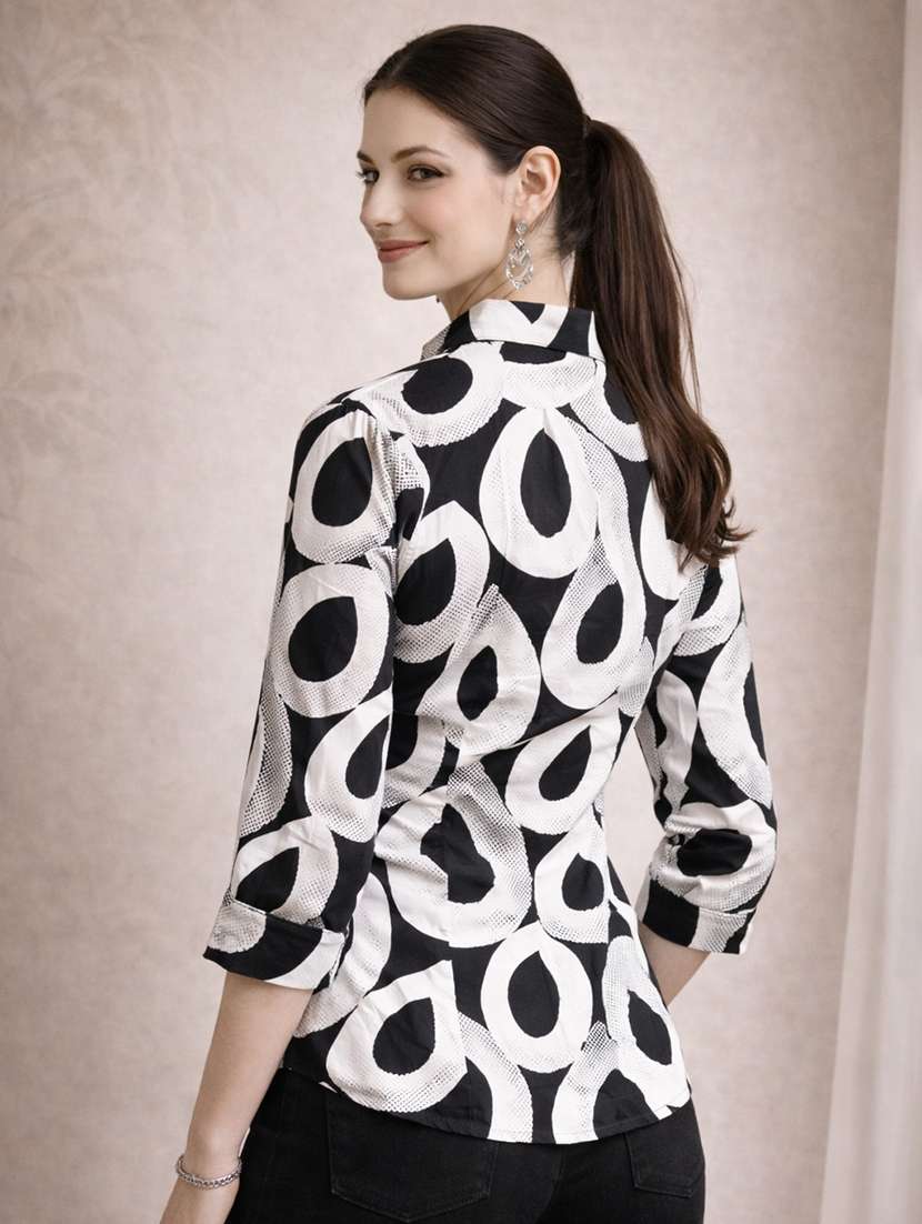 women abstract black polyester regular shirt - 22463253 -  Standard Image - 2