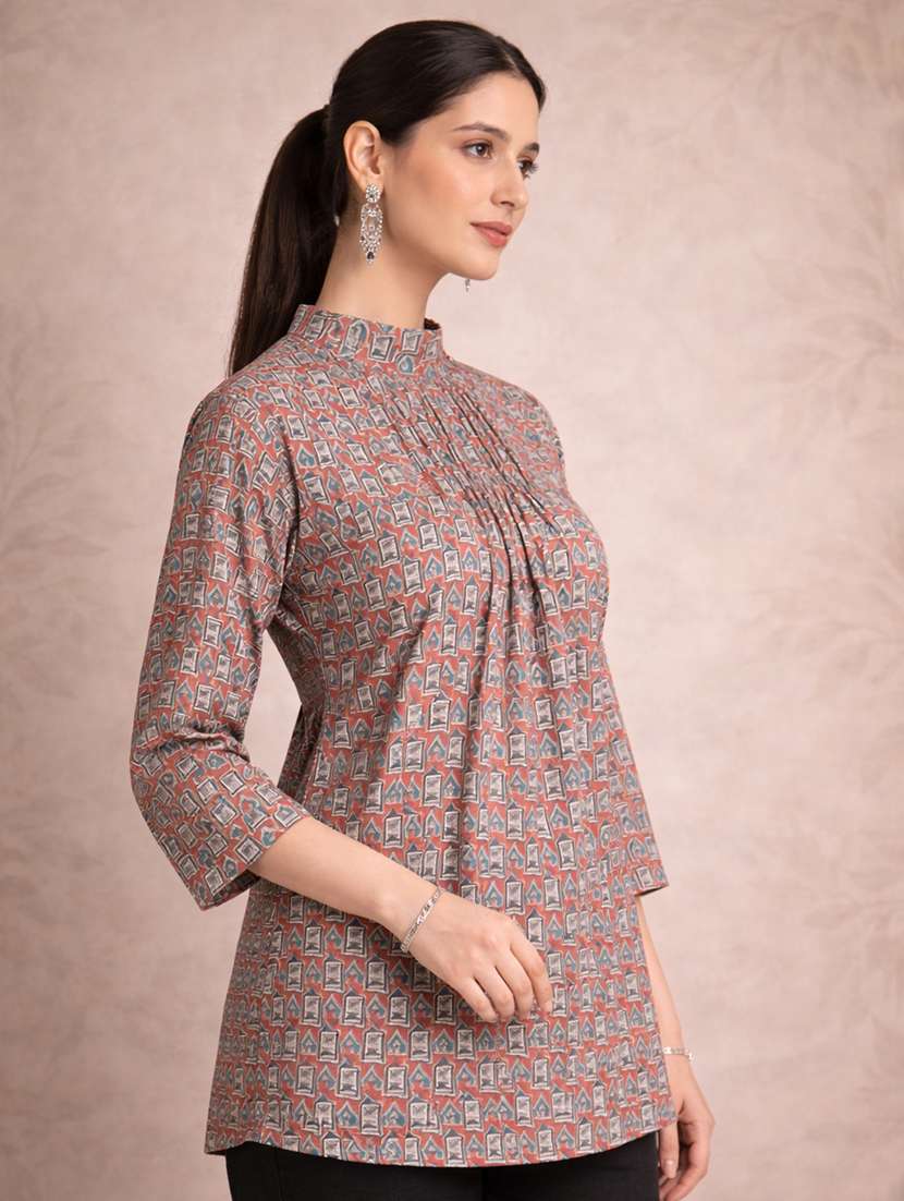 women printed maroon cotton regular top - 22463263 -  Standard Image - 2