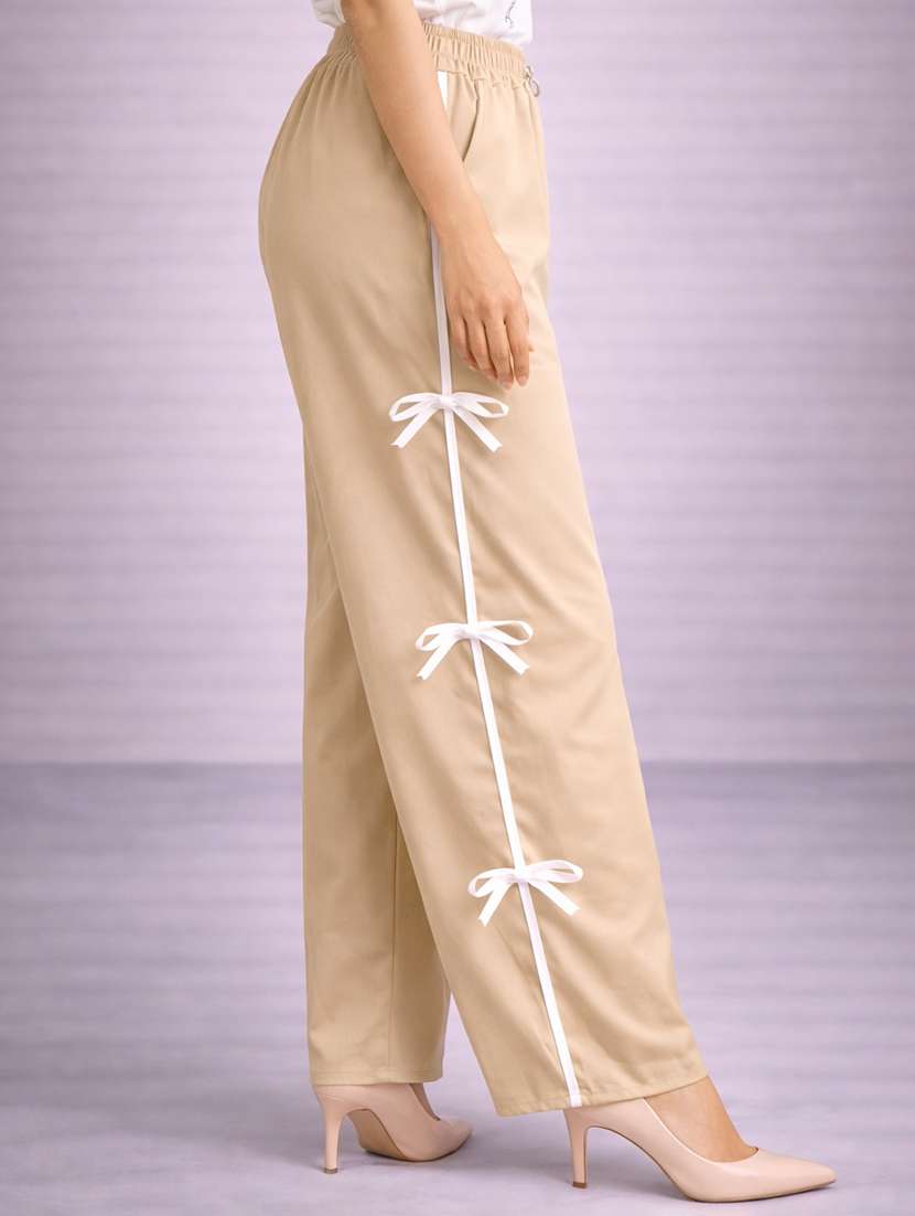 women beige polyester regular track pant - 22463322 -  Standard Image - 2