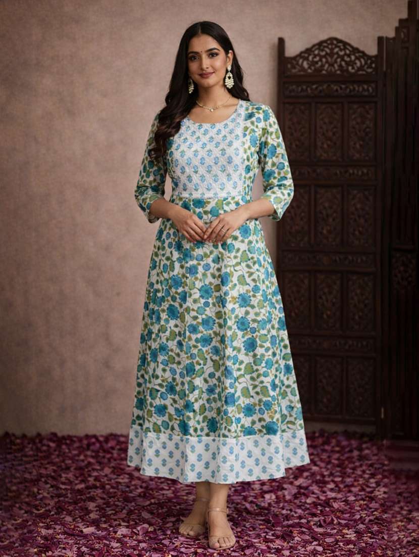women white cotton fit & flare dress