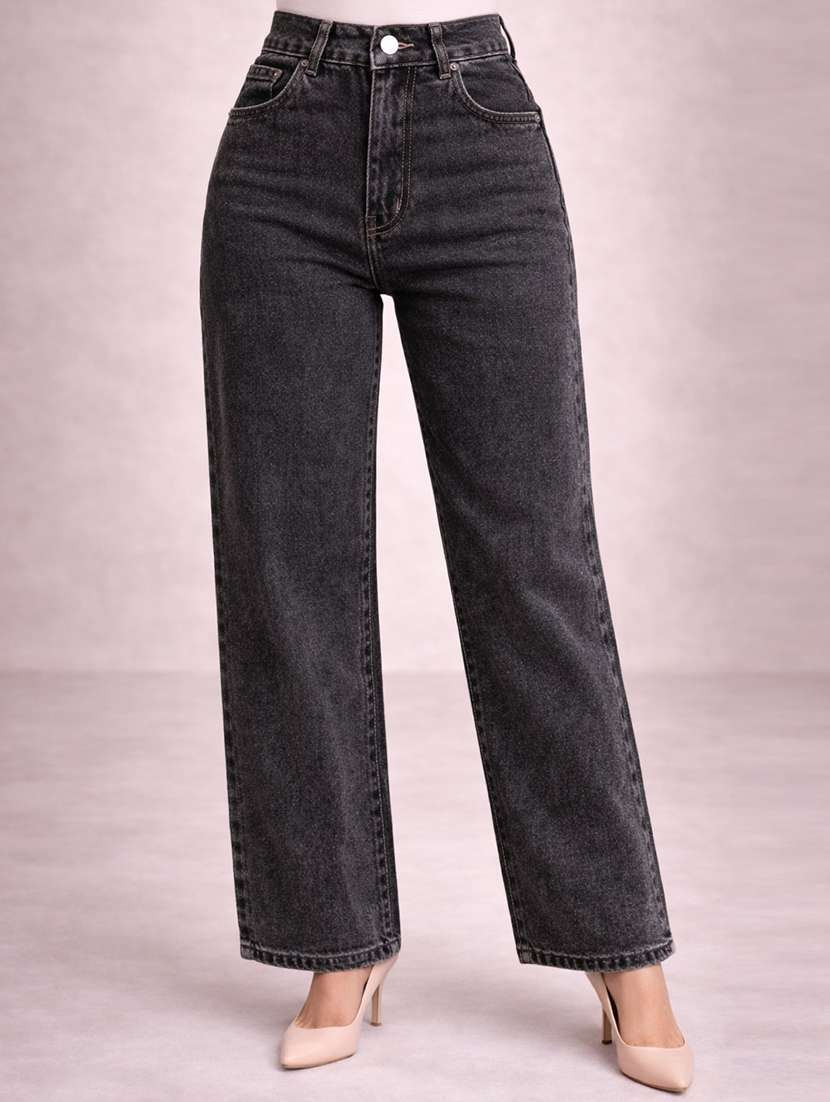 women grey denim jean