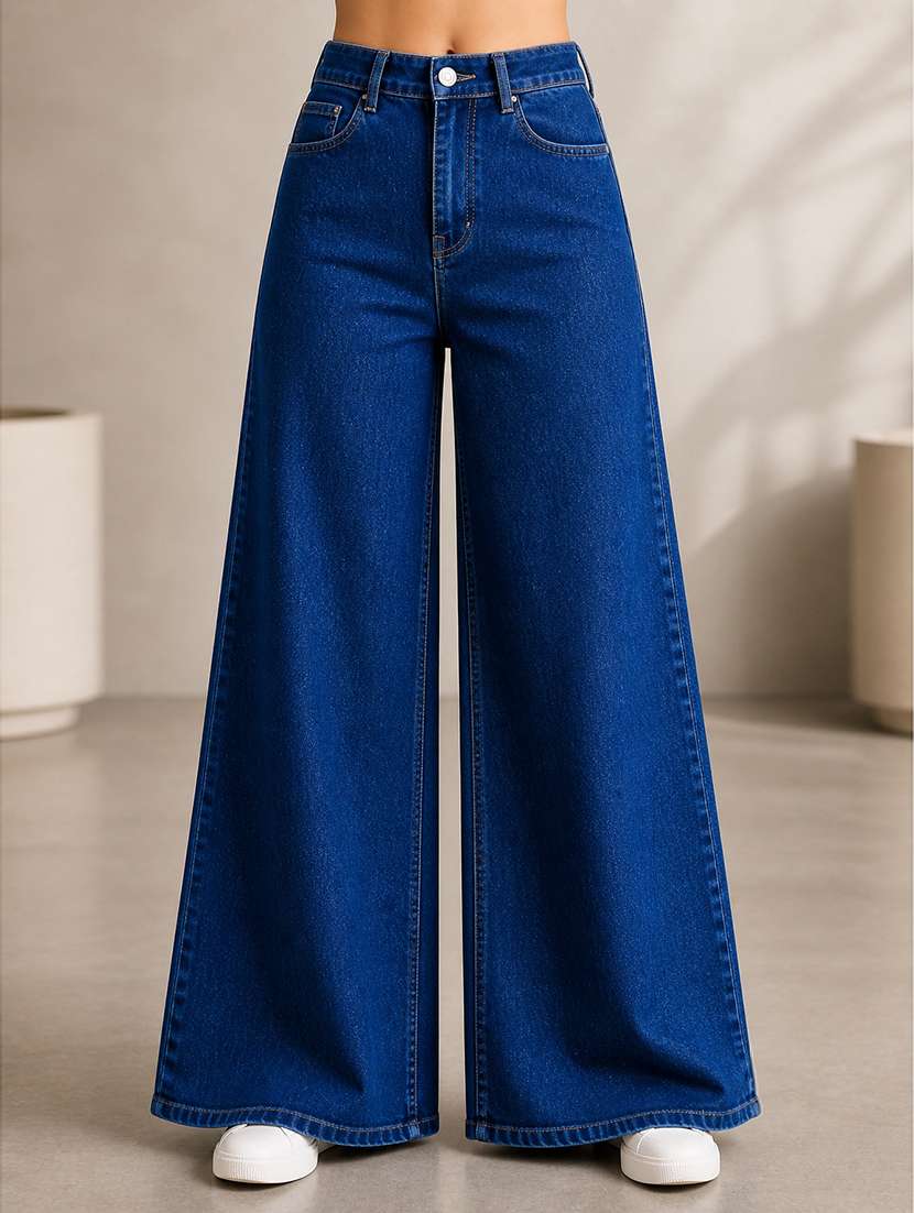 women blue denim jean