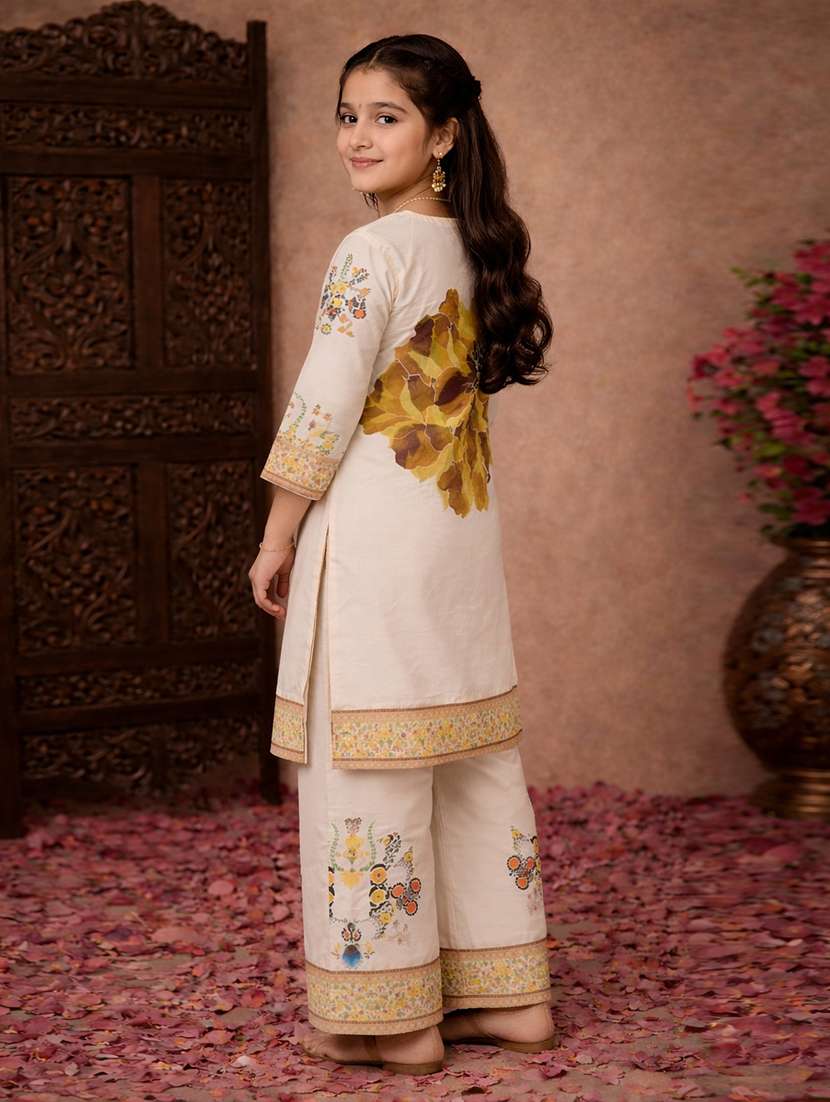 girls lime rayon kurta palazzo set suit set - 22463421 -  Standard Image - 2