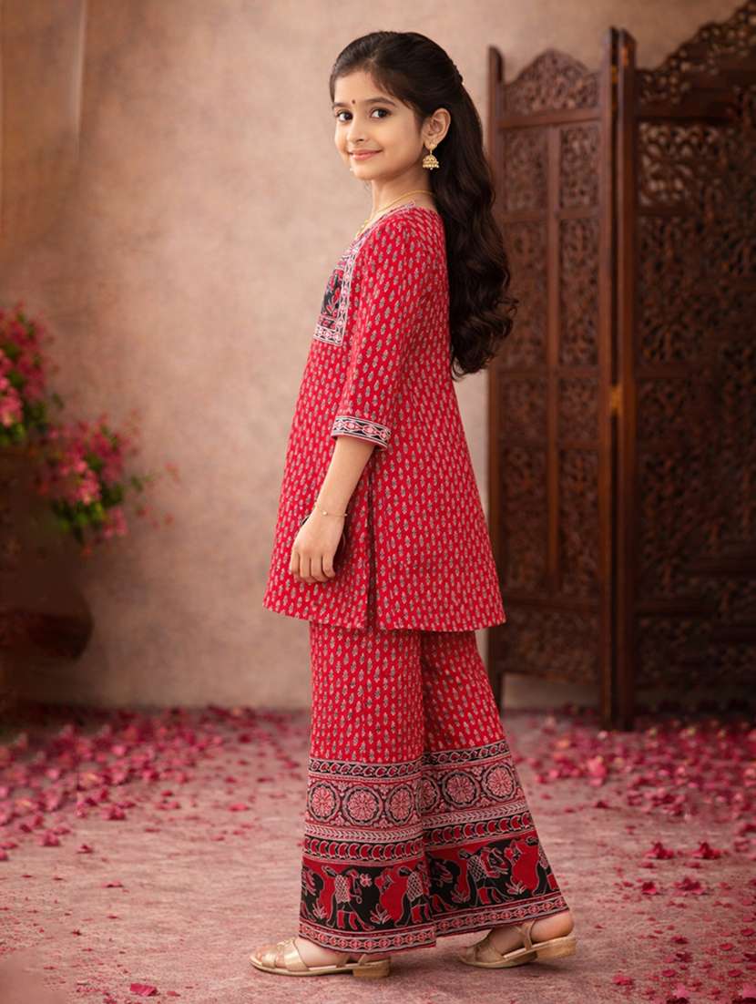 girl cotton kurta palazzo set suit set - 22463423 -  Standard Image - 2