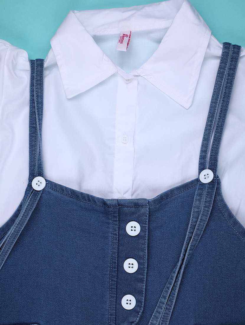 girl blue denim dungaree dress frock - 22463468 -  Standard Image - 2