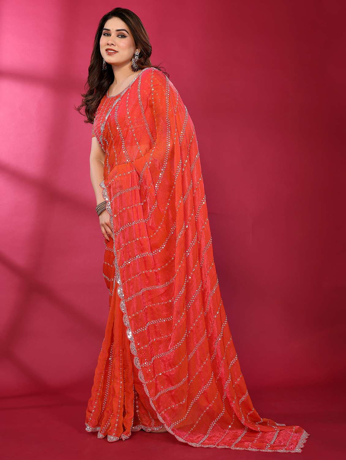 women solid with work embroidered saree with blouse - 22463552 -  Standard Image - 2