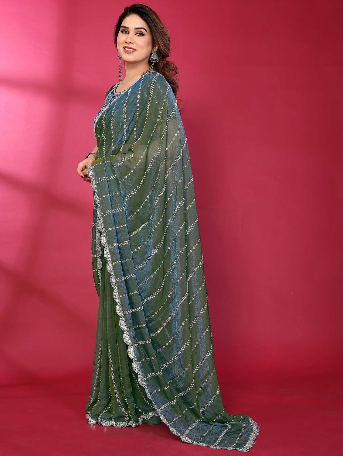 women solid with work embroidered saree with blouse - 22463554 -  Standard Image - 2