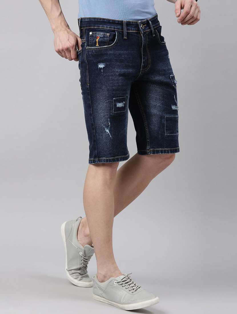 men distress mid rise regular fit shorts - 22463569 -  Standard Image - 2