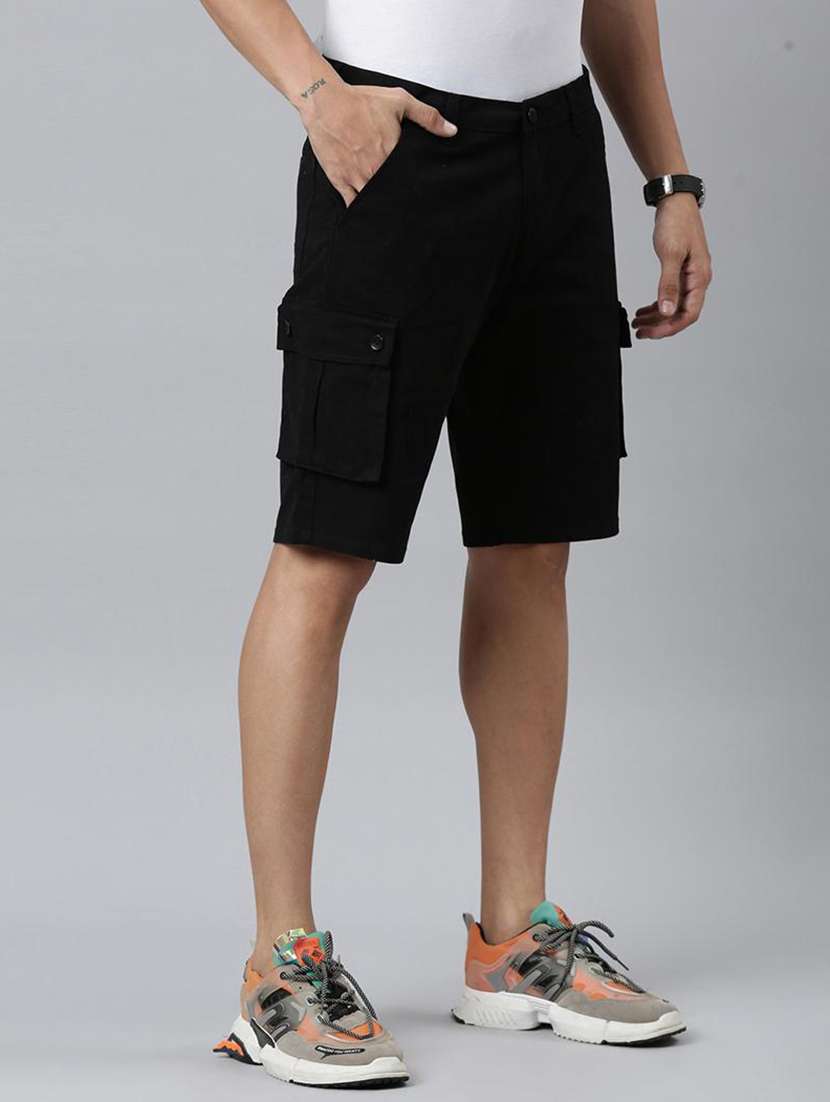 black cotton blend cargo style shorts - 22463572 -  Standard Image - 2