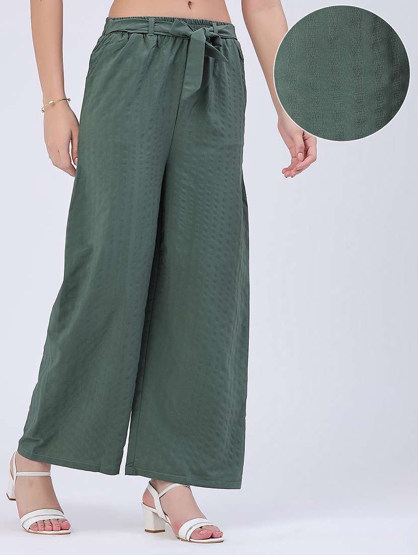 women self design mid rise wide leg trouser - 22464038 -  Standard Image - 2