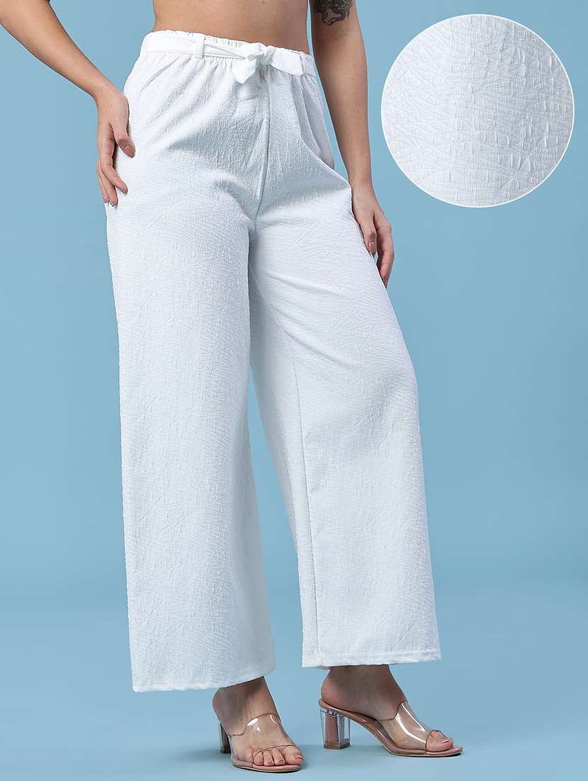women self design mid rise wide leg trouser - 22464044 -  Standard Image - 2