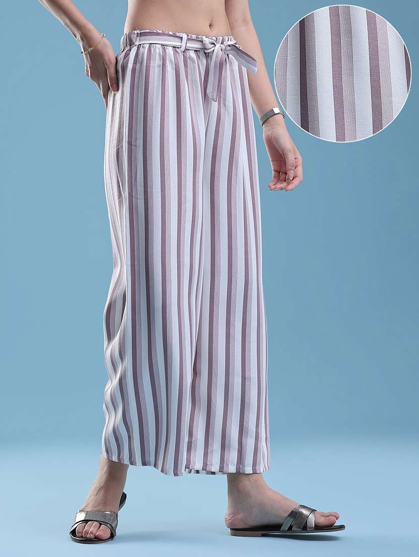 women printed mid rise wide leg trouser - 22464046 -  Standard Image - 2