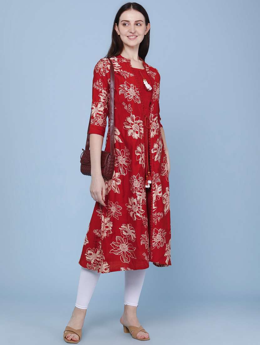 women printed three quarter sleeve kurta - 22464281 -  Standard Image - 2