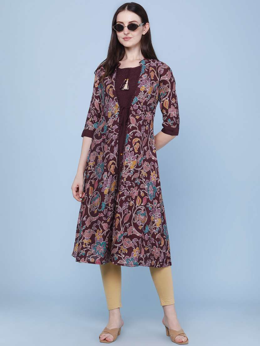 women printed three quarter sleeve kurta - 22464282 -  Standard Image - 2