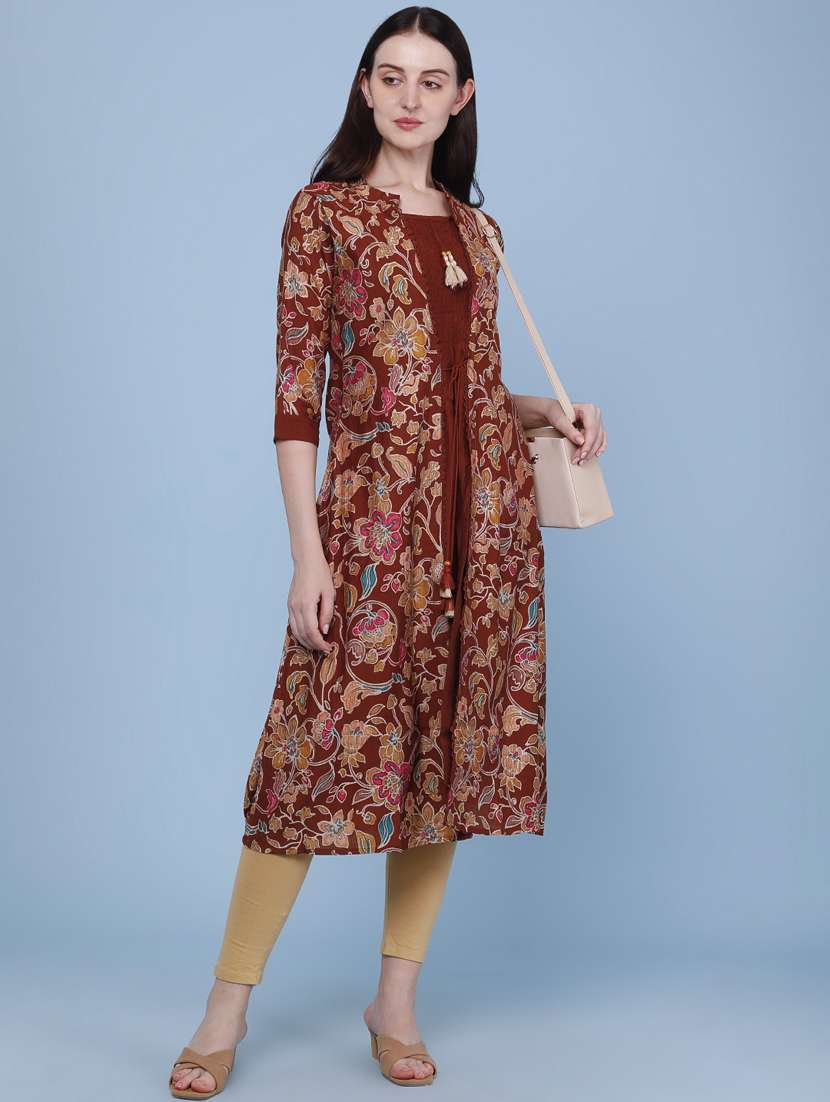 women printed three quarter sleeve kurta - 22464283 -  Standard Image - 2