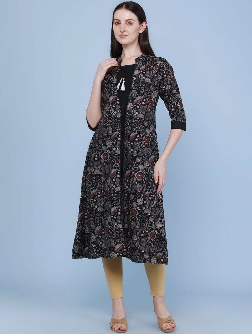 women printed three quarter sleeve kurta - 22464287 -  Standard Image - 2