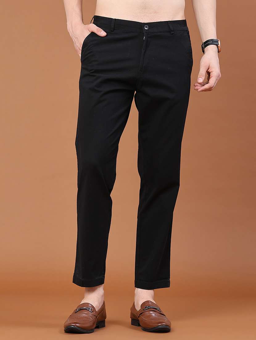 men solid mid rise regular fit chinos