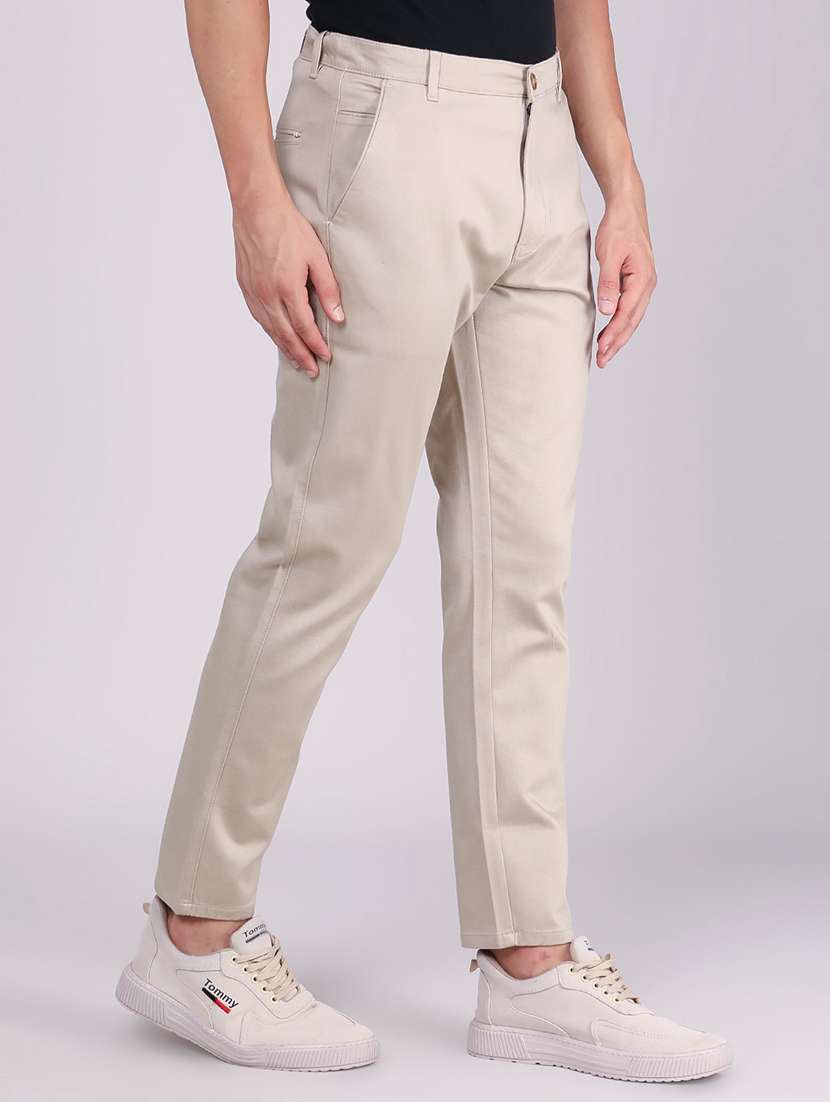 Men Solid Mid Rise Chinos Casual Trouser - 22464419 -  Standard Image - 2