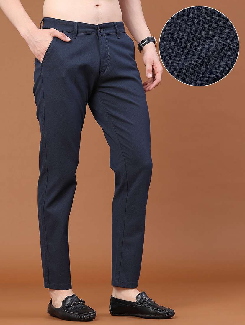 Men Solid Mid Rise Chinos Casual Trouser - 22464421 -  Standard Image - 2