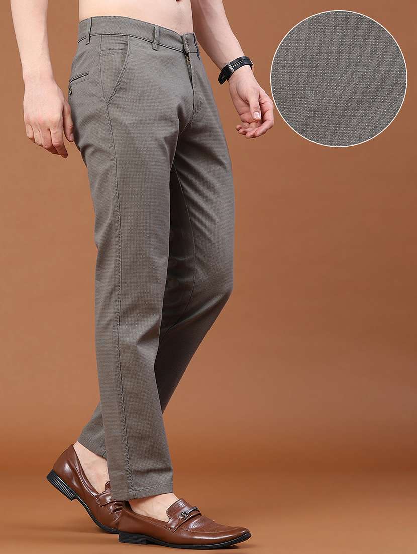 Men Solid Mid Rise Chinos Casual Trouser - 22464426 -  Standard Image - 2