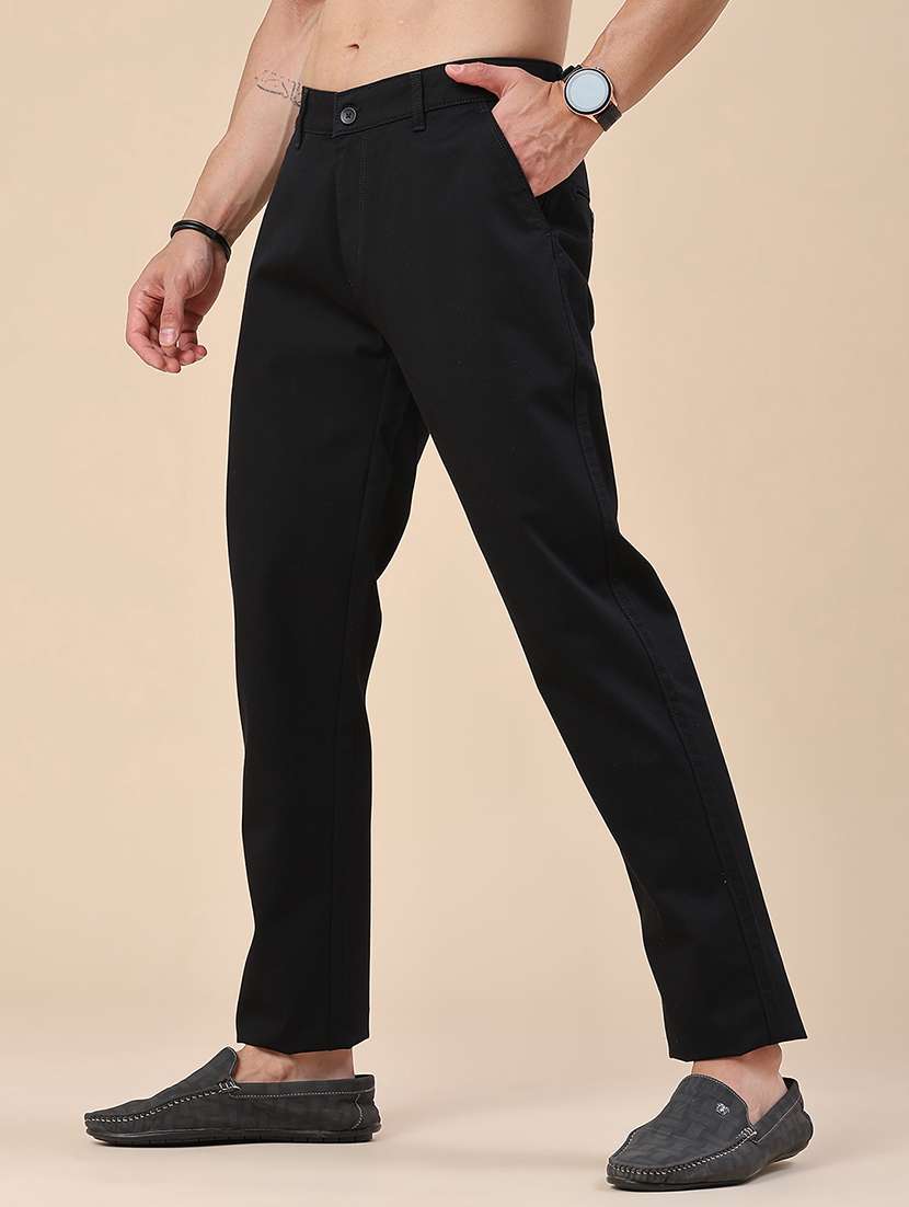 Men Solid Mid Rise Chinos Casual Trouser - 22464430 -  Standard Image - 2