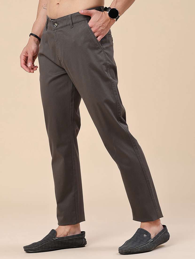 Men Solid Mid Rise Chinos Casual Trouser - 22464436 -  Standard Image - 2