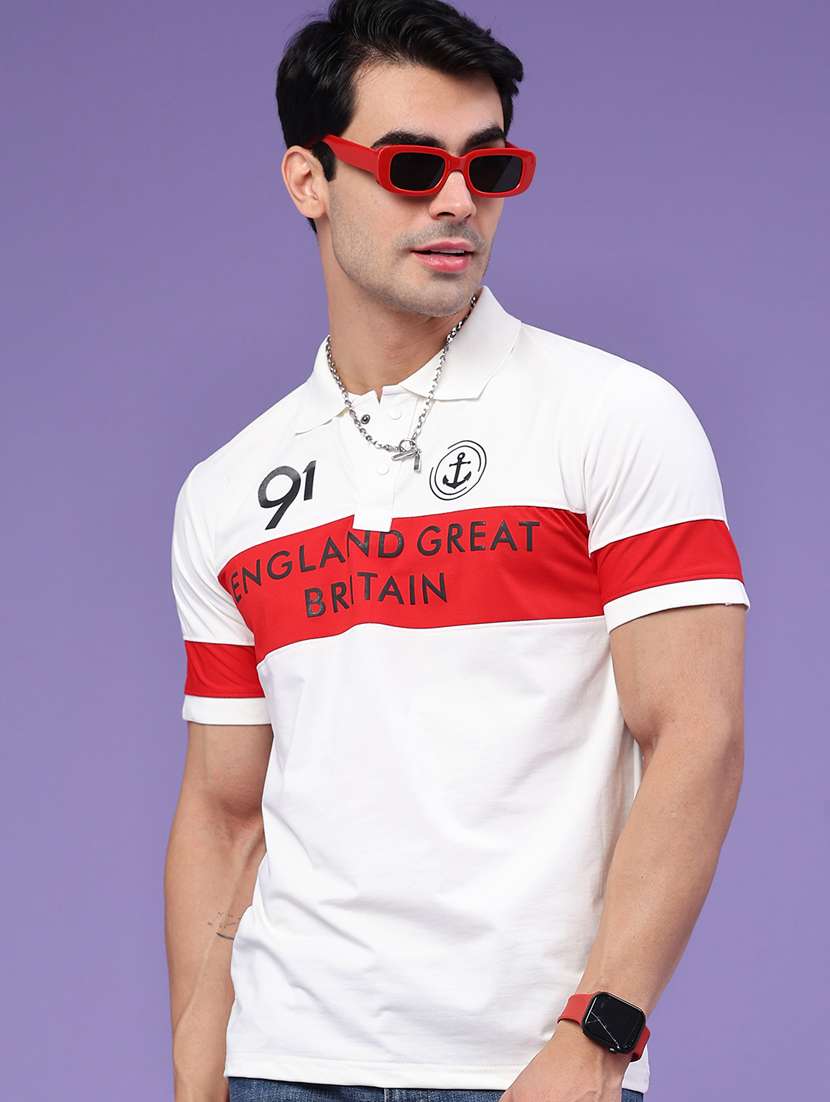 men color block short sleeve regular fit polo t-shirt