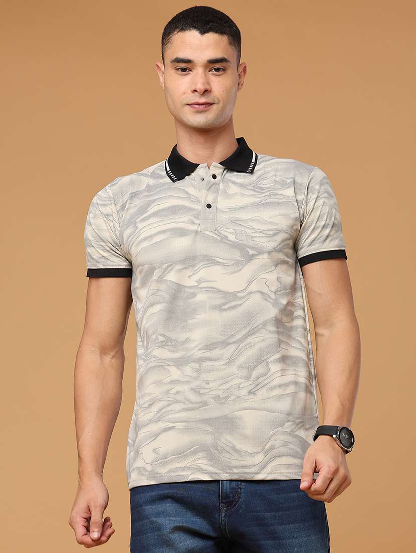 Men Printed Short Sleeve Regular Fit Polo T-shirt - 22464523 -  Standard Image - 2