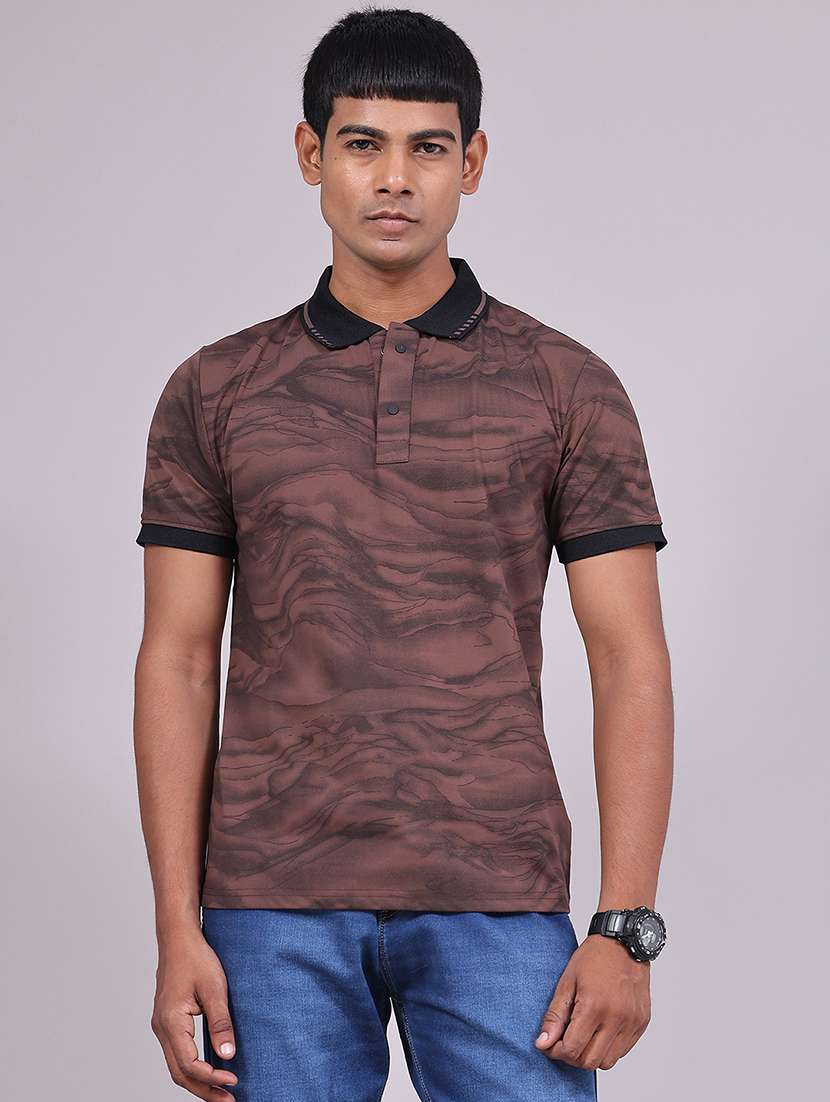 Men Printed Short Sleeve Regular Fit Polo T-shirt - 22464527 -  Standard Image - 2