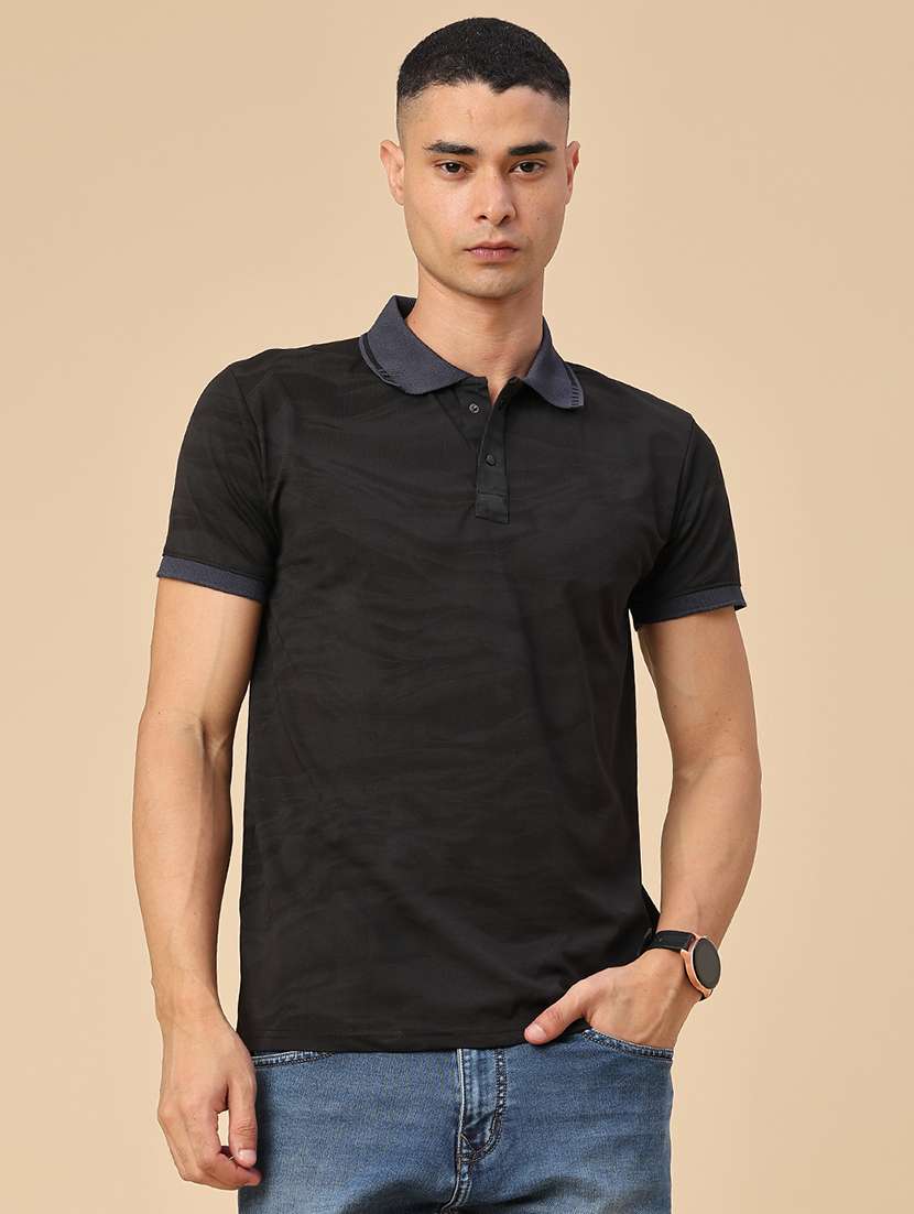 Men Printed Short Sleeve Regular Fit Polo T-shirt - 22464528 -  Standard Image - 2