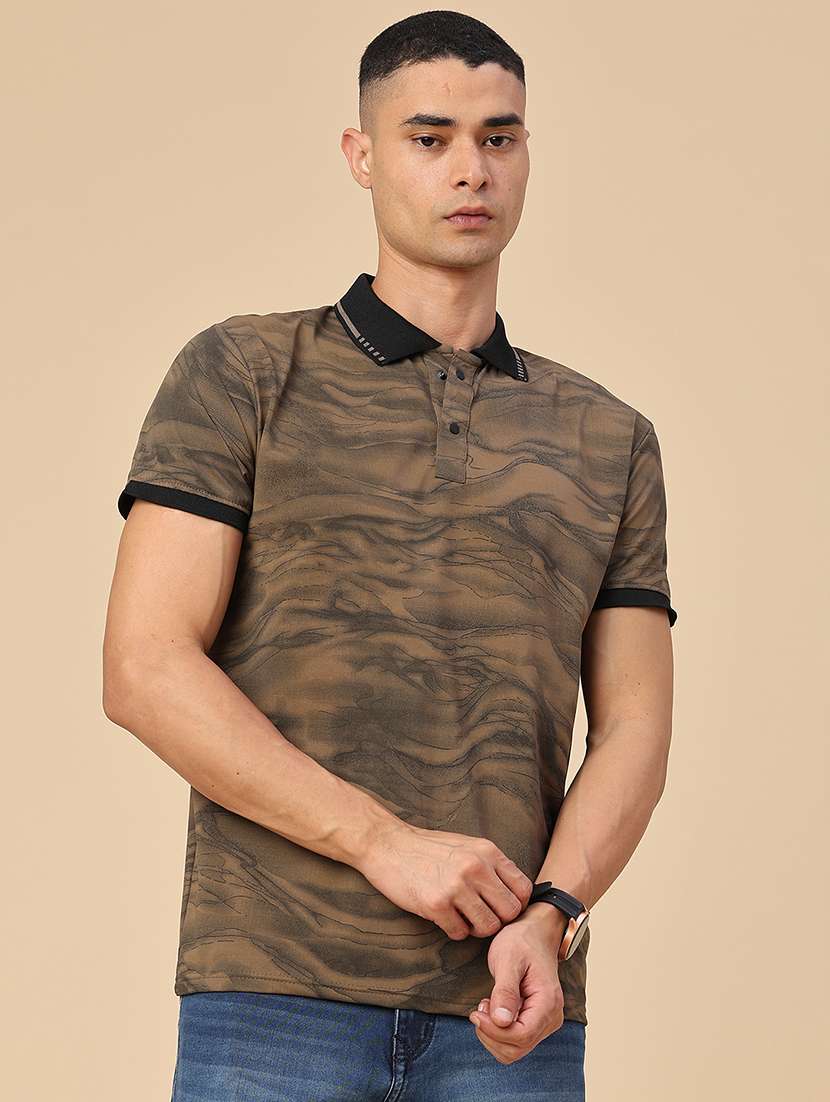 Men Printed Short Sleeve Regular Fit Polo T-shirt - 22464531 -  Standard Image - 2