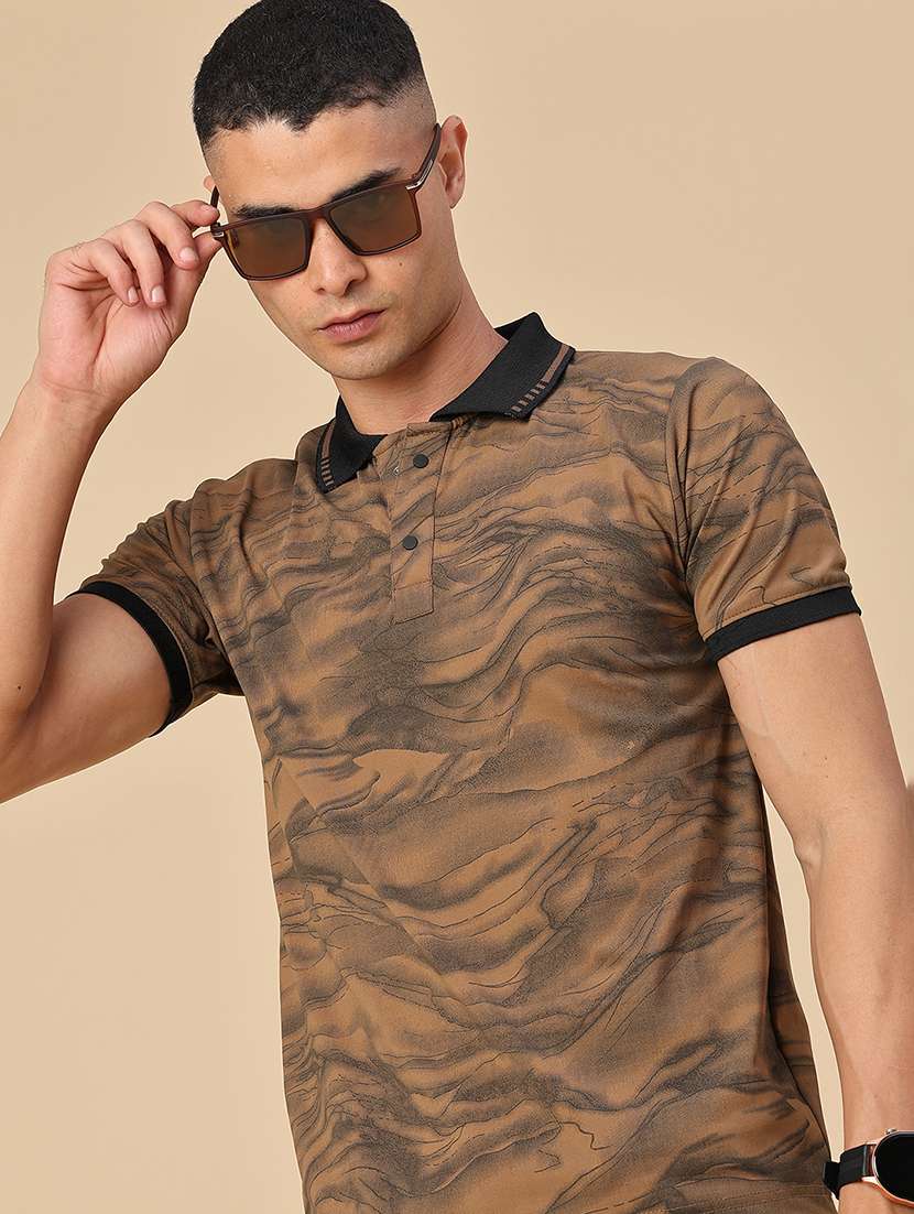men printed short sleeve regular fit polo t-shirt