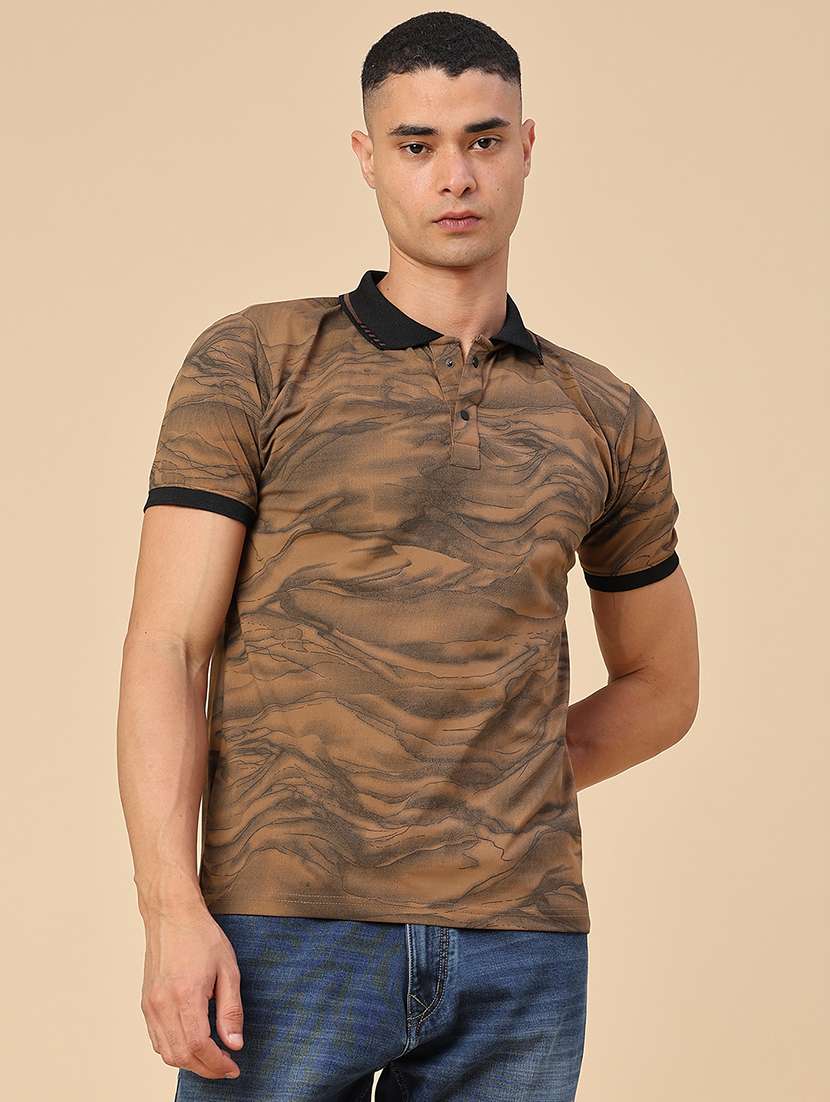 Men Printed Short Sleeve Regular Fit Polo T-shirt - 22464532 -  Standard Image - 2