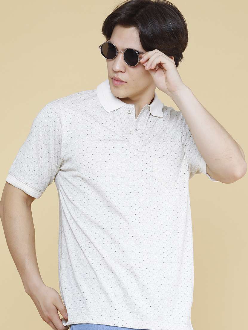 men printed short sleeve regular fit polo t-shirt