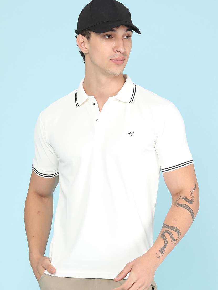 men solid short sleeves polo t-shirt