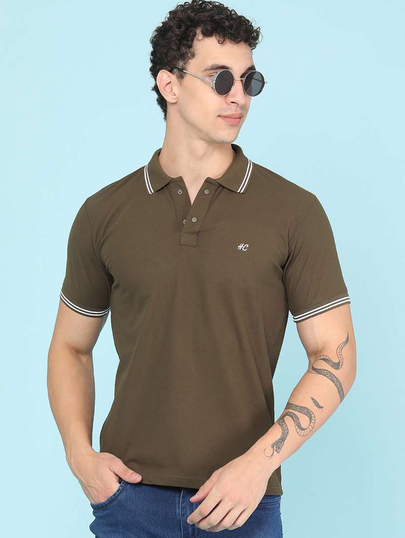 men solid short sleeve regular fit polo t-shirt
