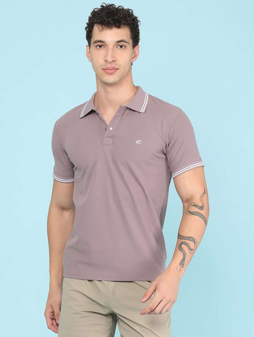 Men Solid Short Sleeve Regular Fit Polo T-shirt - 22464607 -  Standard Image - 2