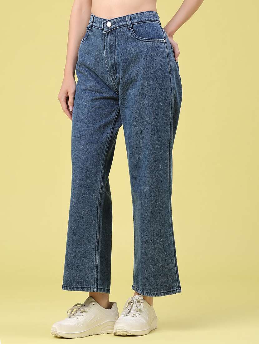 women solid high rise wide leg jeans - 22464670 -  Standard Image - 2