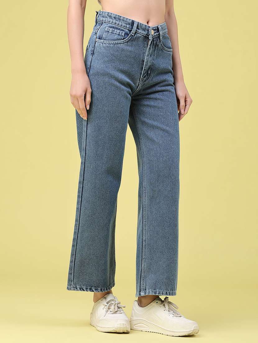 women solid high rise wide leg jeans - 22464671 -  Standard Image - 2
