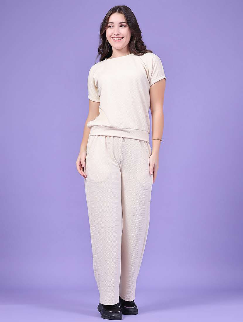 Women Self Design Short Sleeves Top And Trouser Co-ord Set - 22464691 -  Standard Image - 2