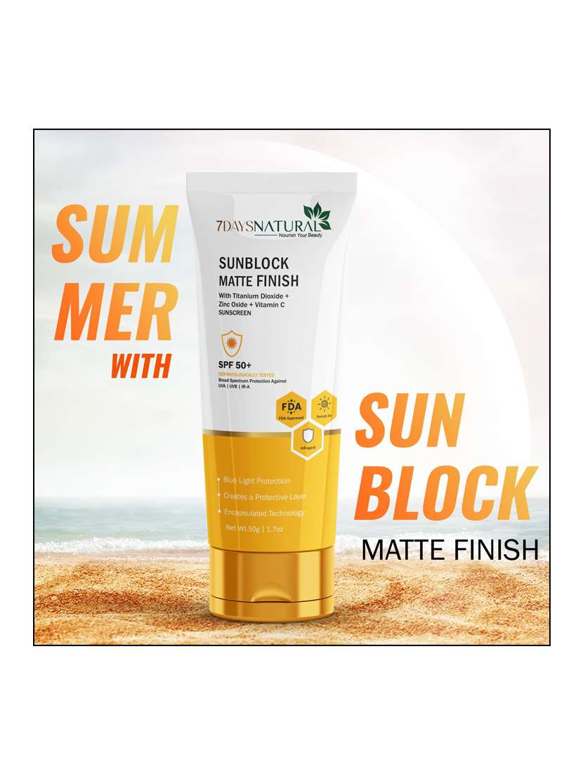 7daysnatural spf 50+ sunblock cream for men & women 50g - 22464784 -  Standard Image - 2