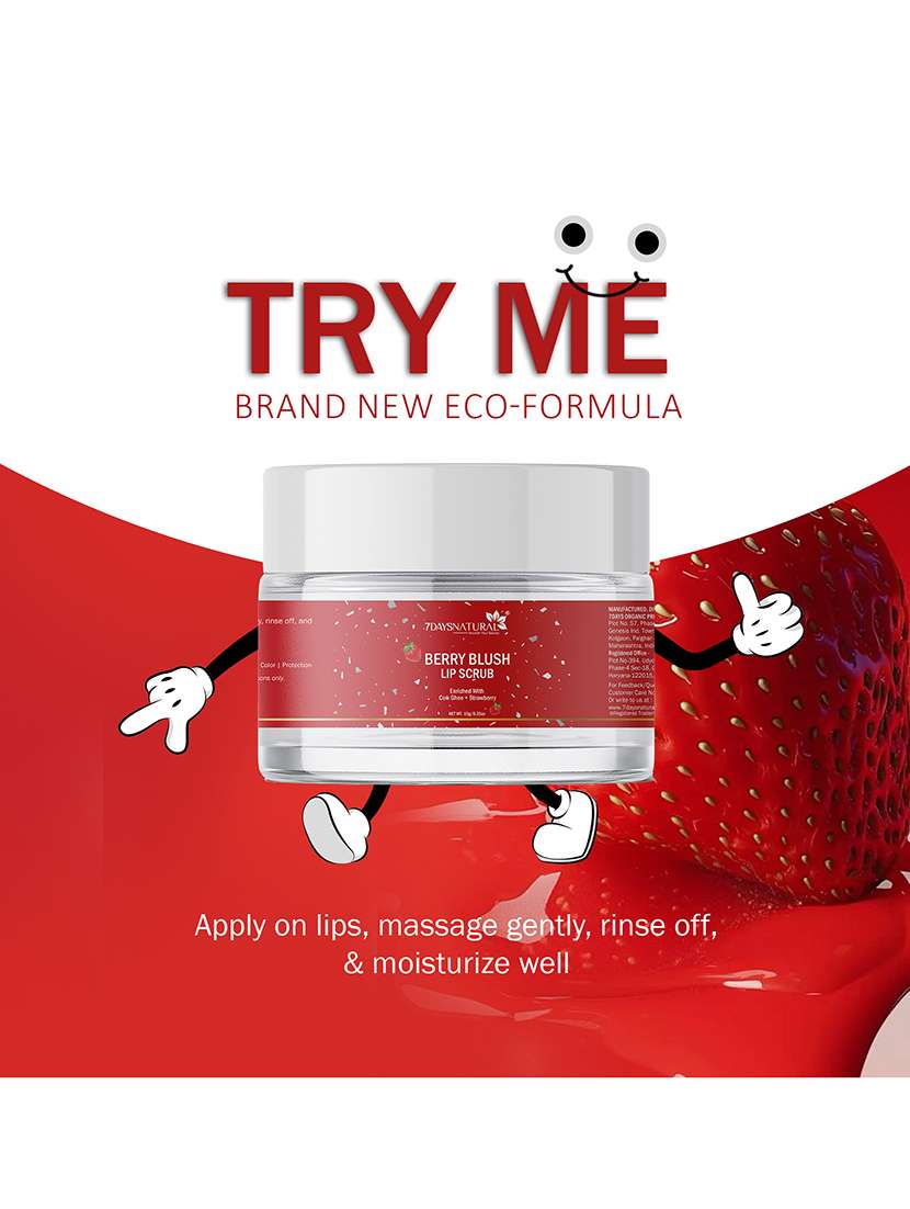 7daysnatural berry blush lip scrub for smokers - reduces dark pigmentation & revitalizes lips 15gm - 22464851 -  Standard Image - 2