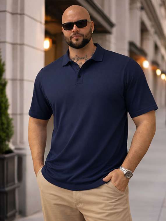 men solid polo neck t-shirt