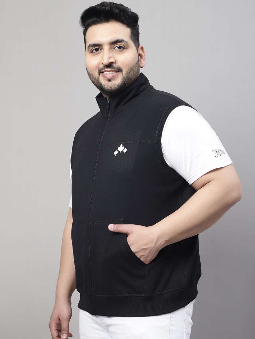 men black cotton stand collar casual jacket - 22464911 -  Standard Image - 2